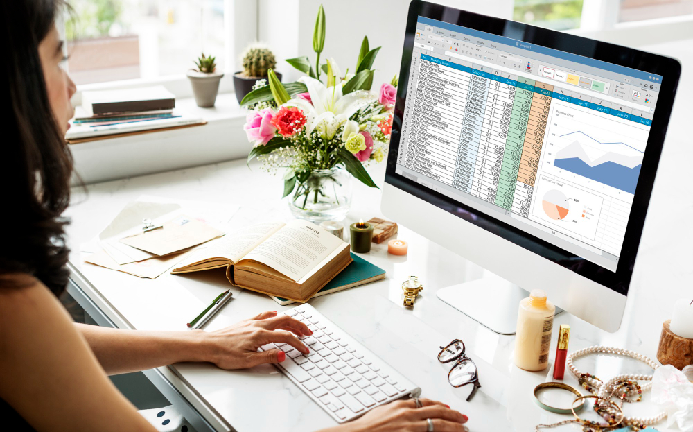 Data entry professional working on a laptop