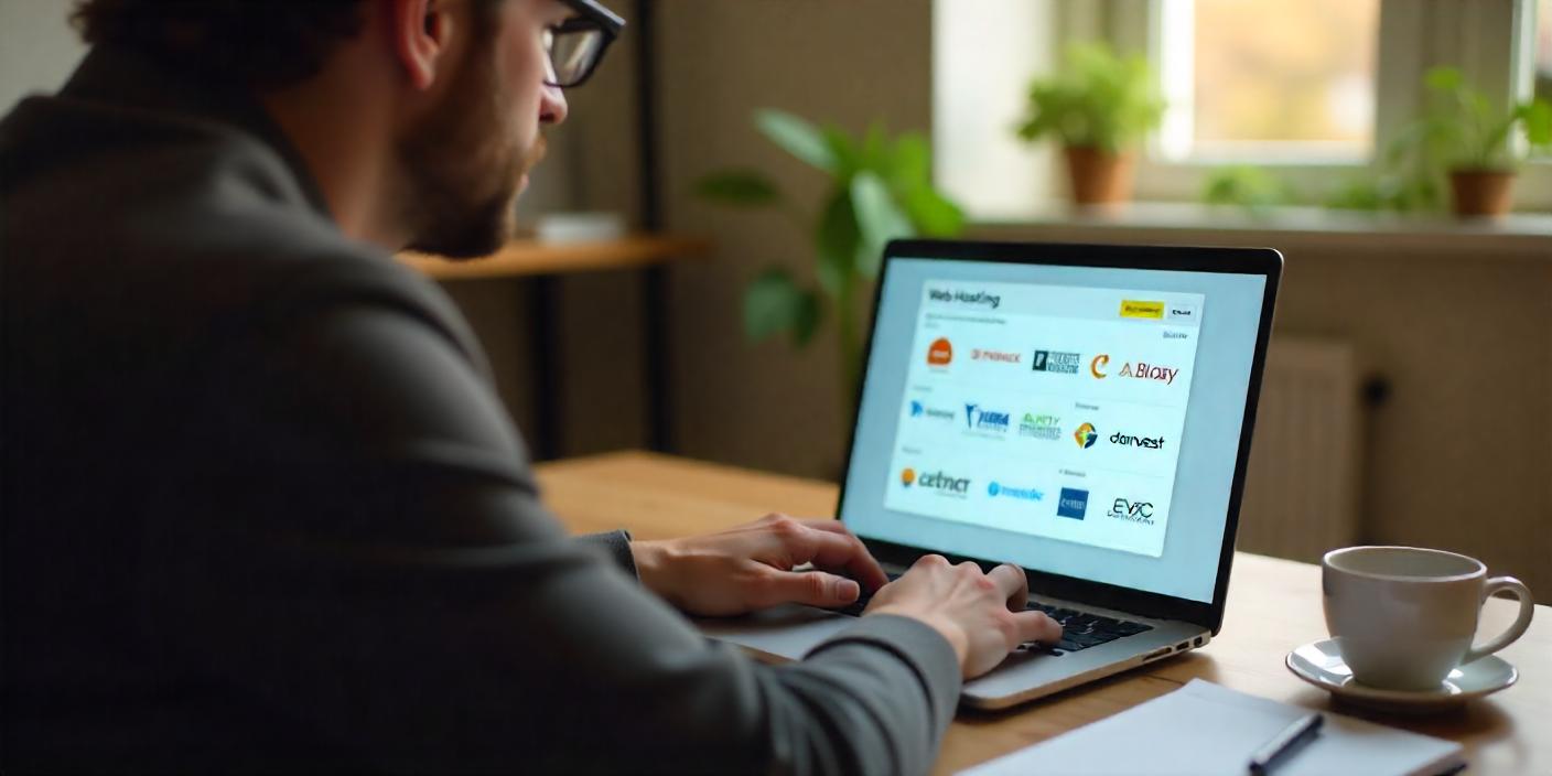 Business owner choosing the best web hosting for their website.